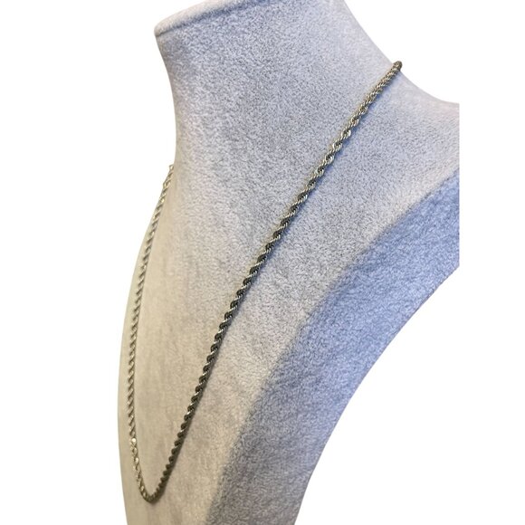 Silver diamond cut rope chain necklace braided twisted magnetic clasp 24" - Picture 3 of 6